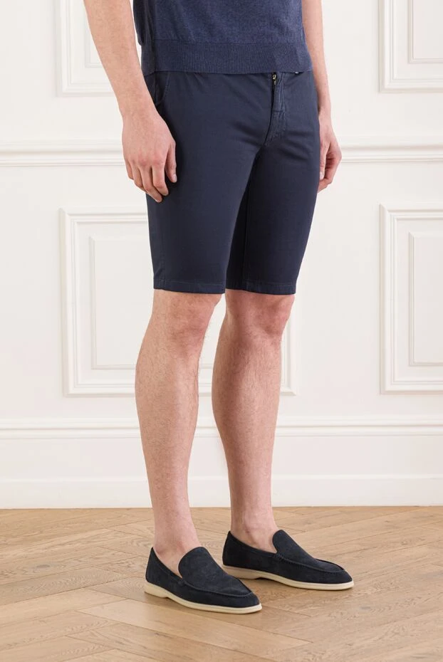 Zilli men's classic cotton shorts dark blue straight silhouette 145448 - photo 3
