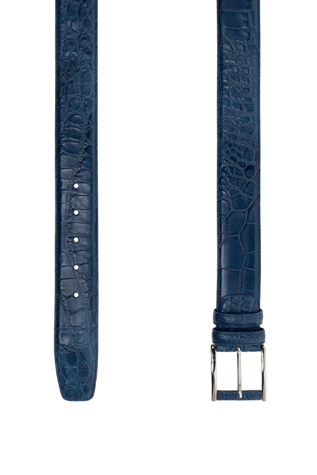 Tardini ремень из рельефной крокодиловой кожи синий мужской 145463 - фото 3
