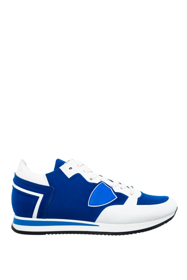 Philippe Model man sneakers in leather and textile blue for men купить с ценами и фото 145469 - photo 1