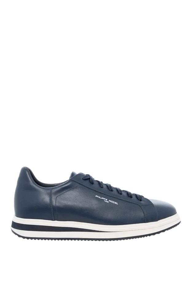 Philippe Model man blue leather sneakers for men купить с ценами и фото 145474 - photo 1