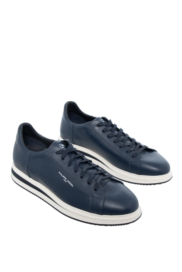 Philippe Model man blue leather sneakers for men купить с ценами и фото 145474 - photo 2