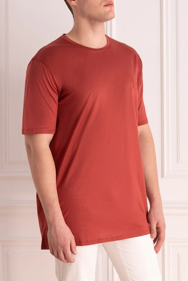 Billionaire красная хлопковая футболка с лаконичным декором
 145497 - фото 3