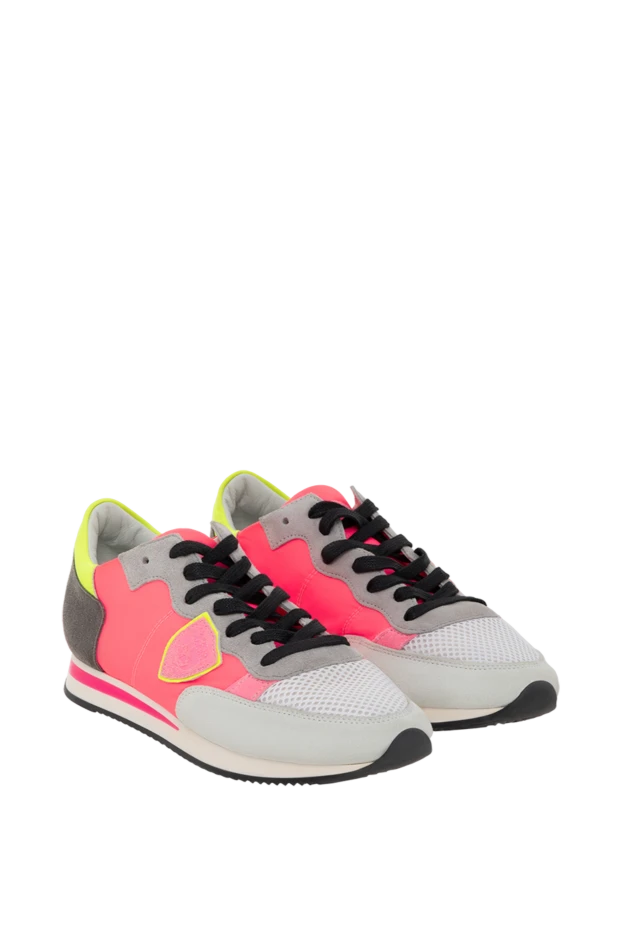 Philippe Model женские кожаные кроссовки с яркими вставками и логотипом розовые 145523 - фото 3