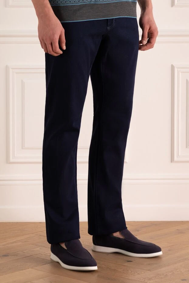 Zilli артқы қалтасында кесте тігілген қара көк ерлер джинсы
 145637 - фото 3