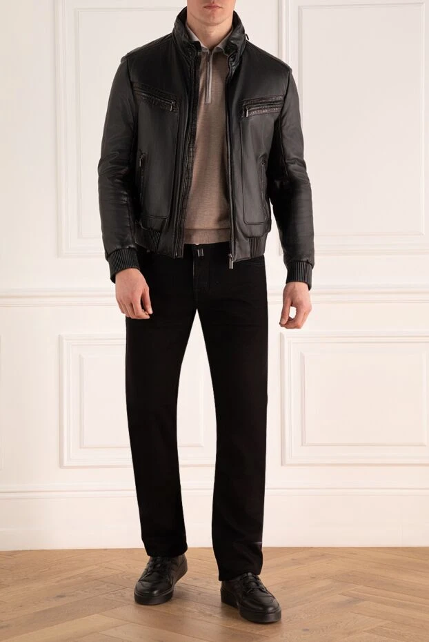 Brioni man brown leather jacket for men купить с ценами и фото 146256 - photo 2