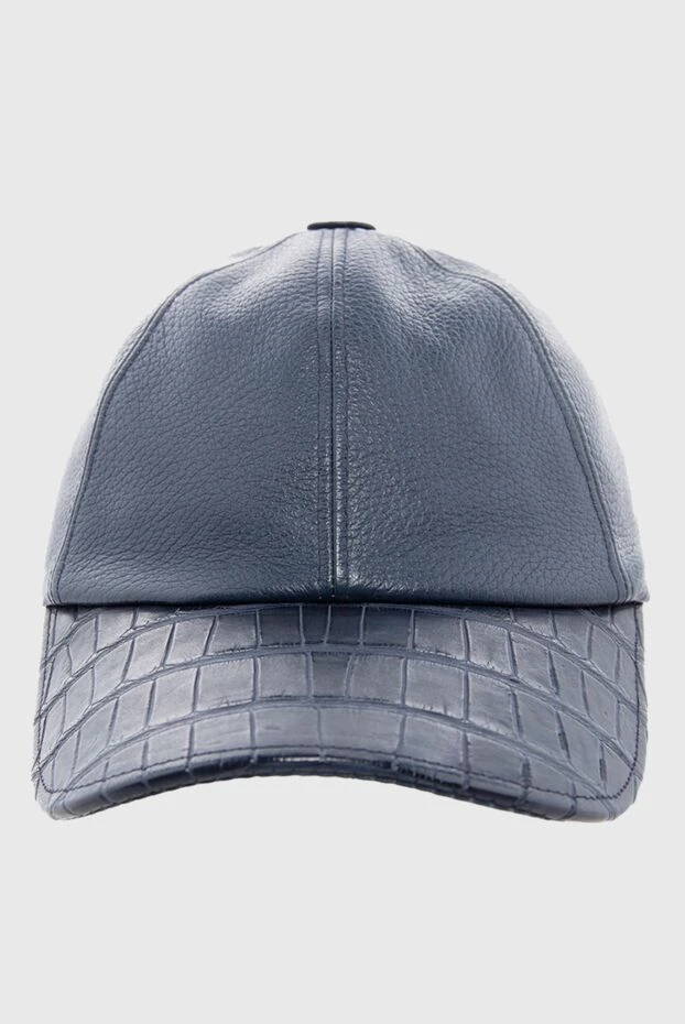 Cesare di Napoli man cap made of crocodile leather and genuine leather, blue for men купить с ценами и фото 146257 - photo 1