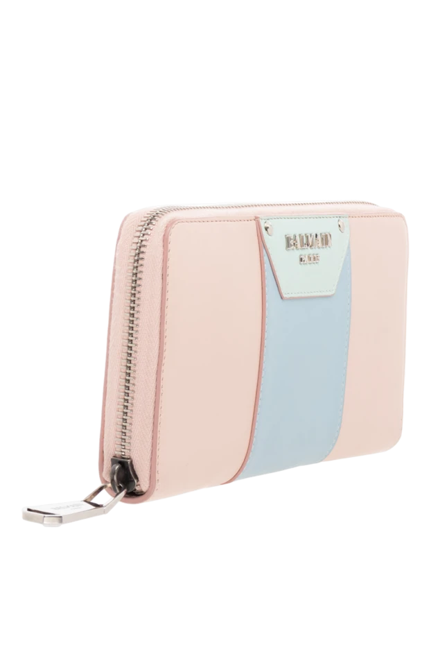 Balmain қызғылт және көк былғарыдан жасалған әйелдер әмияны 146330 - фото 3