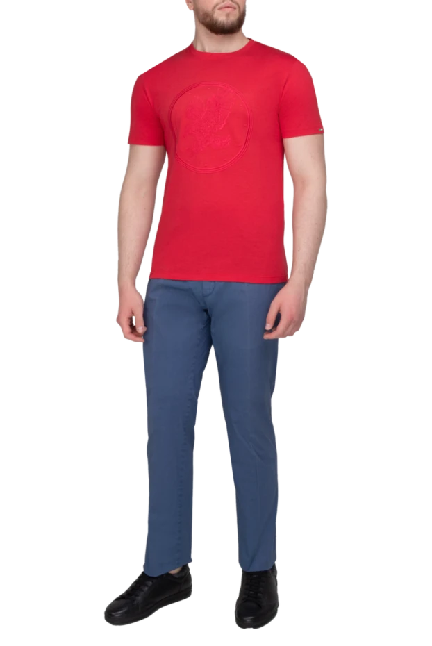 Stefano Ricci футболка из хлопка и модала красная мужская 146635 - фото 2