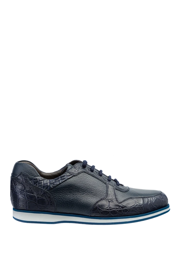 Cesare di Napoli man blue leather sneakers for men купить с ценами и фото 146647 - photo 1