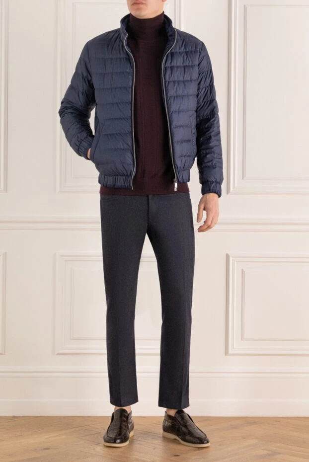 Corneliani man men's down jacket made of polyester blue купить с ценами и фото 146655 - photo 2