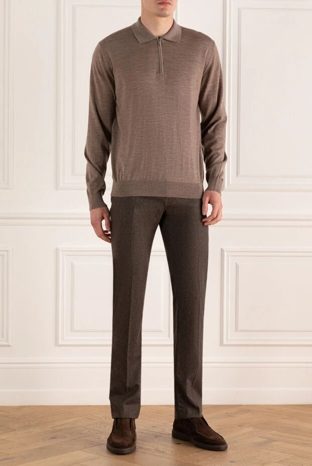 Corneliani man brown wool trousers for men купить с ценами и фото 146660 - photo 2