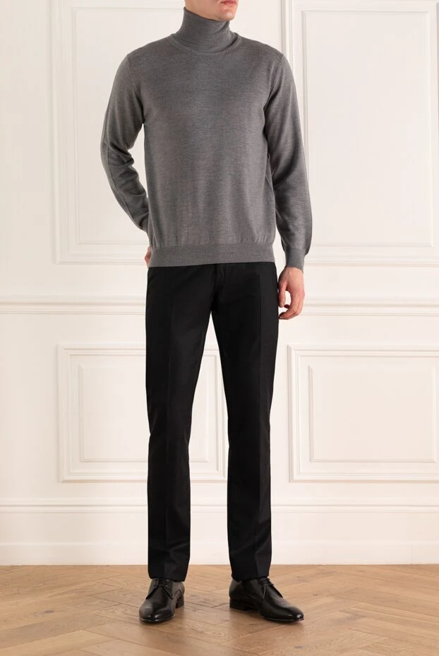 Corneliani man black wool trousers for men купить с ценами и фото 146670 - photo 2