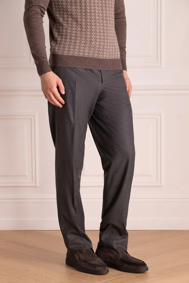 Corneliani man gray wool and cashmere trousers for men купить с ценами и фото 146674 - photo 2