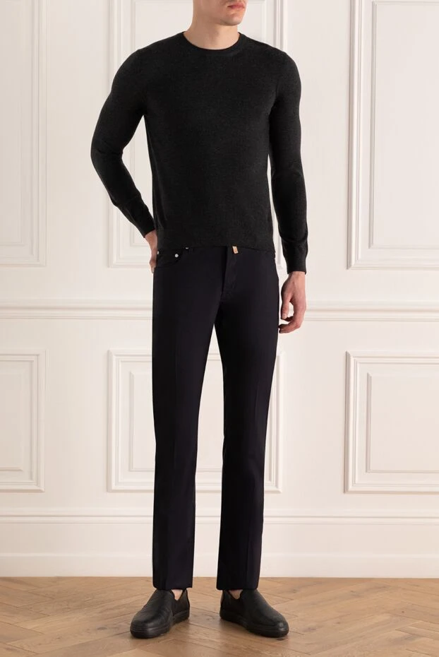 Corneliani man blue wool trousers for men купить с ценами и фото 146675 - photo 2