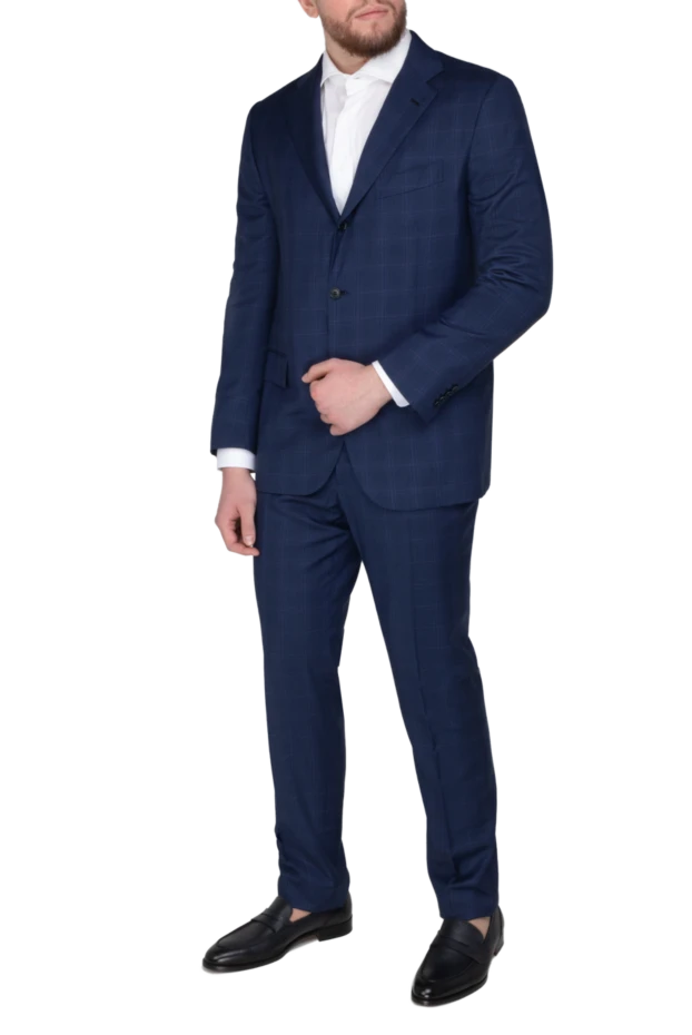 Kiton man men's cashmere suit blue купить с ценами и фото 146681 - photo 2