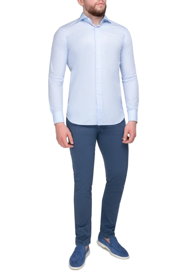 Marco Pescarolo man men's blue cotton and elastane trousers купить с ценами и фото 146684 - photo 2