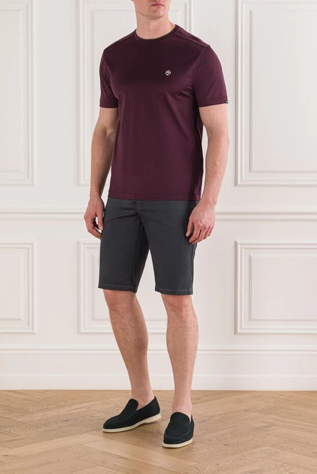 Marco Pescarolo голубые мужские брюки из хлопка и шелка прямого кроя на лето 146687 - фото 2