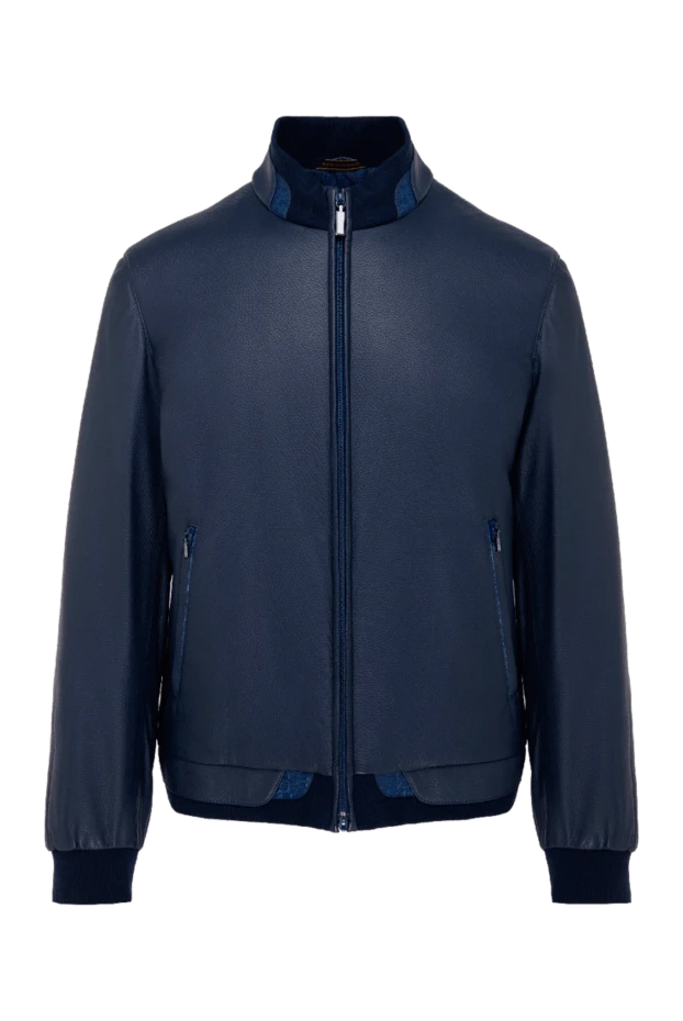 Jacket made of genuine leather and alligator leather blue for men - photo 1