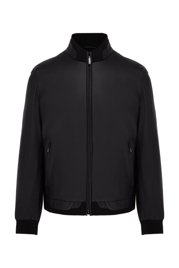 Куртка из натуральной кожи и кожи аллигатора черная мужская - фото 1