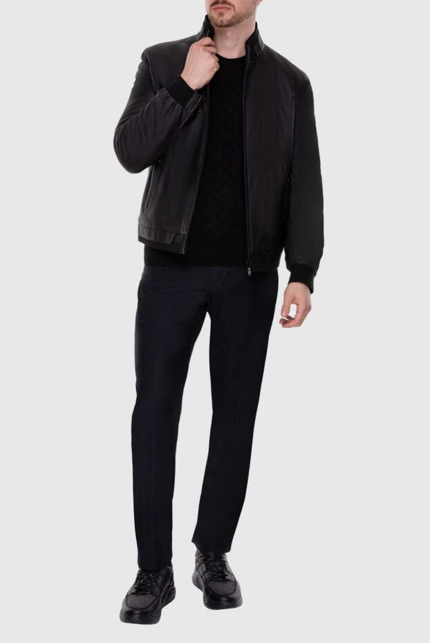 Zilli куртка из натуральной кожи и кожи аллигатора черная мужская 146693 - фото 2