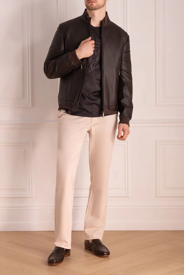 Zilli куртка из натуральной кожи и кожи аллигатора коричневая мужская 146694 - фото 3