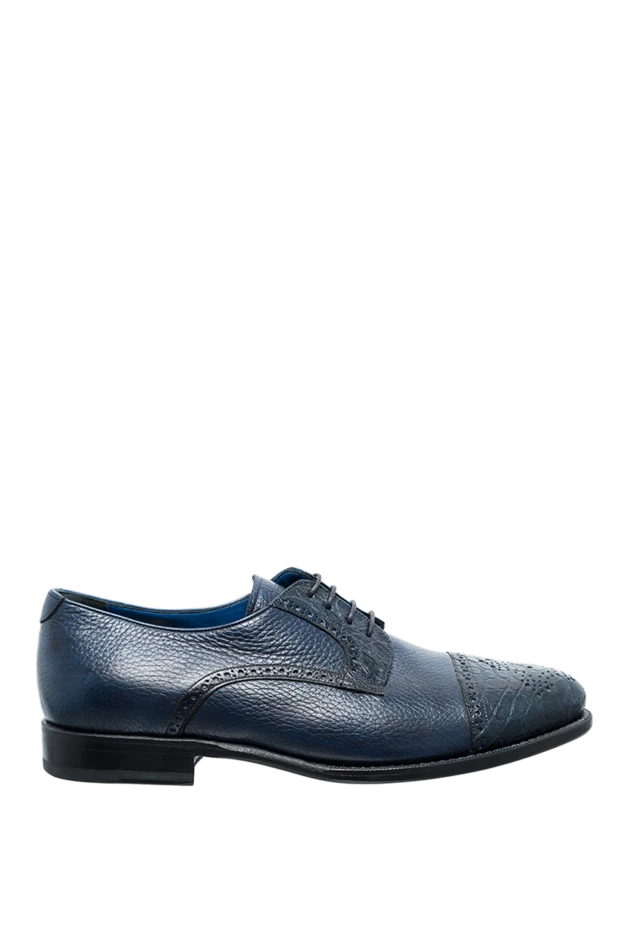 Cesare di Napoli man men's shoes made of leather and crocodile skin blue купить с ценами и фото 146727 - photo 1