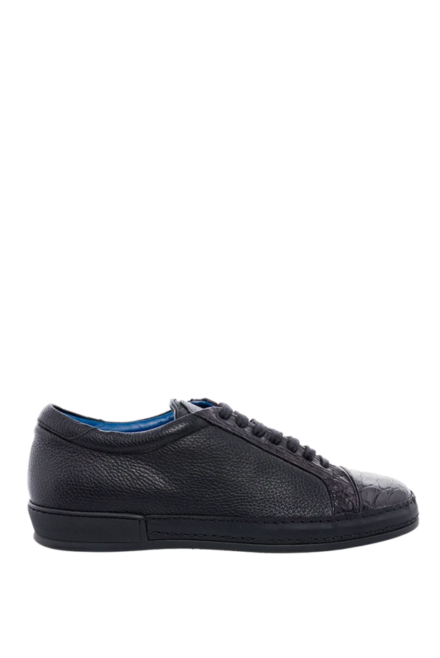 Cesare di Napoli man black leather sneakers for men купить с ценами и фото 146729 - photo 1