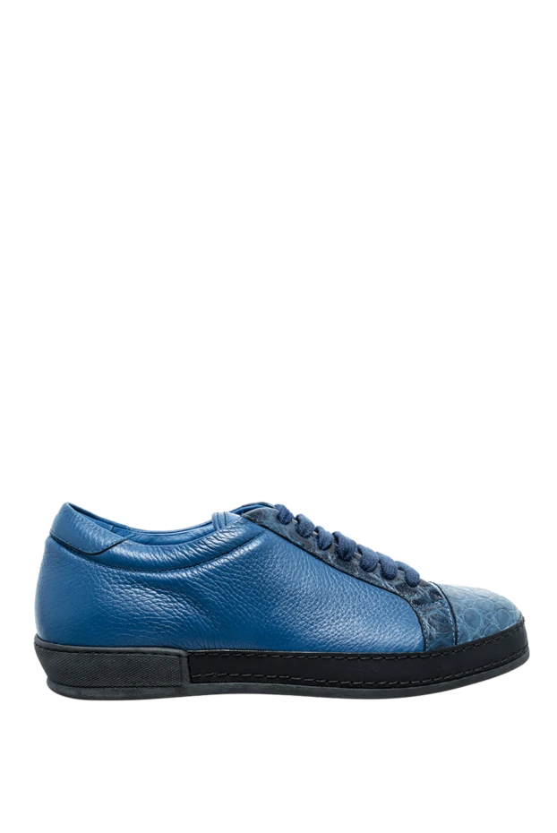 Cesare di Napoli man blue leather sneakers for men купить с ценами и фото 146730 - photo 1