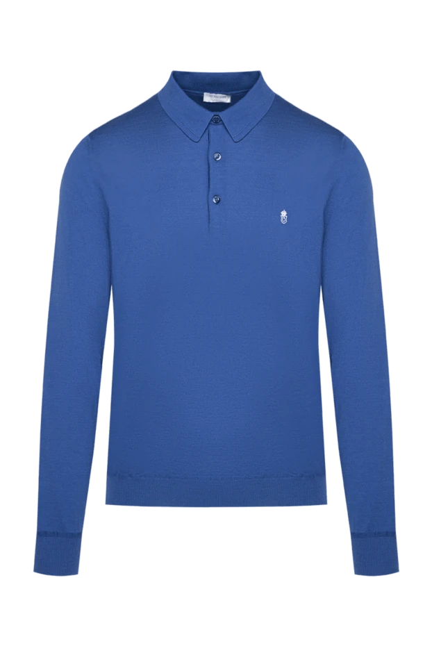 Bilancioni man long-sleeve polo in silk and cotton blue for men купить с ценами и фото 146787 - photo 1