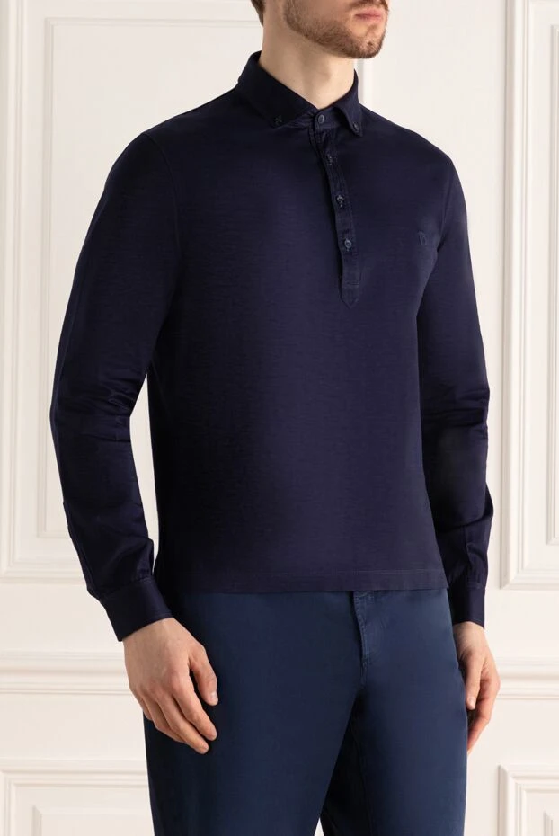 Bilancioni ұзын жеңді және түймелі жағасы бар мақта трикотаж поло жейде
 146788 - фото 3