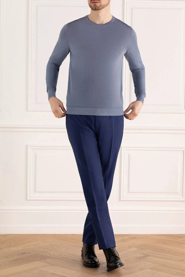 Bilancioni man blue cotton jumper for men купить с ценами и фото 146798 - photo 2