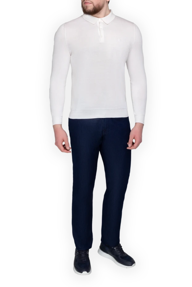 Bilancioni man long sleeve polo in silk and cotton white for men купить с ценами и фото 146801 - photo 2