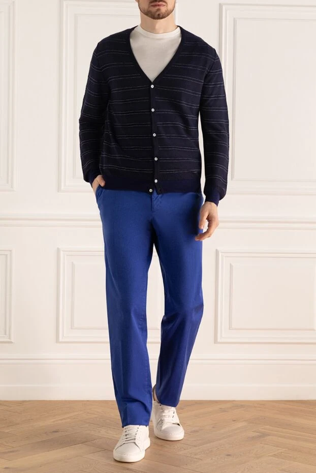 Bilancioni man blue cotton trousers for men купить с ценами и фото 146819 - photo 2