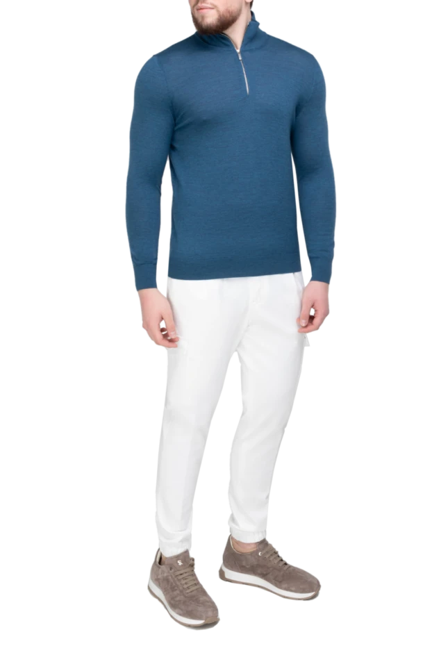 Bilancioni man troyer cashmere and silk blue for men купить с ценами и фото 146845 - photo 2