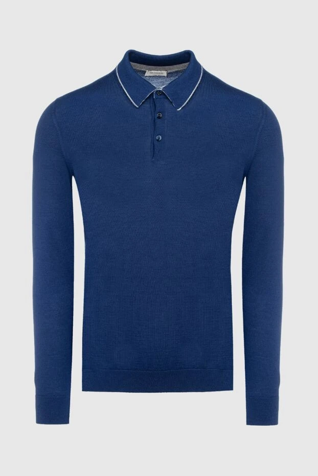 Bilancioni man long sleeve polo in silk and cashmere blue for men купить с ценами и фото 146854 - photo 1