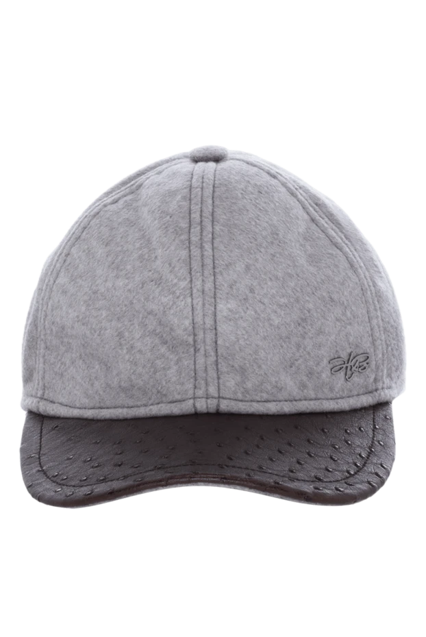 Hettabretz man cap made of cashmere and genuine leather gray for men купить с ценами и фото 146952 - photo 1