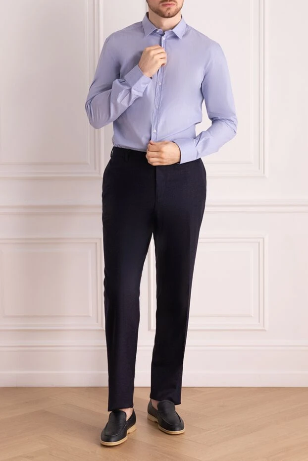 Cesare di Napoli man blue wool trousers for men купить с ценами и фото 147006 - photo 2