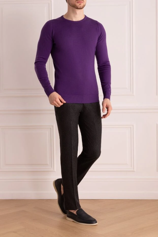 Cesare di Napoli man men's gray wool and cashmere trousers купить с ценами и фото 147008 - photo 2