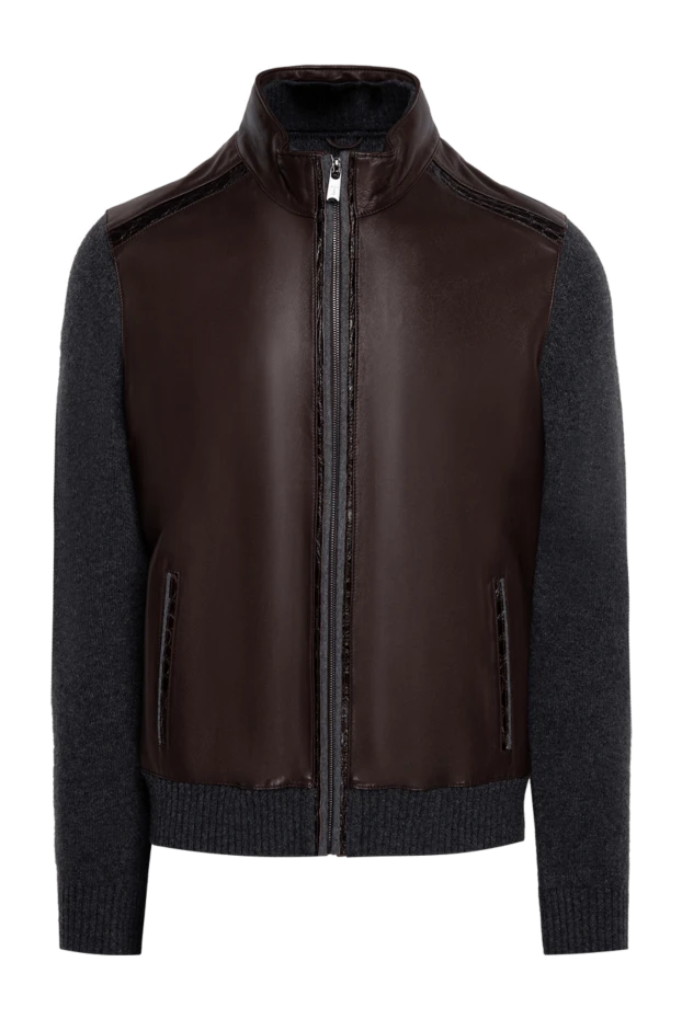 Torras man men's cardigan made of genuine leather and cashmere, brown купить с ценами и фото 147015 - photo 1