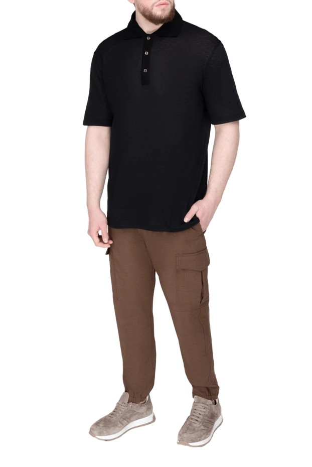 Billionaire man linen and cotton polo black for men купить с ценами и фото 147022 - photo 2