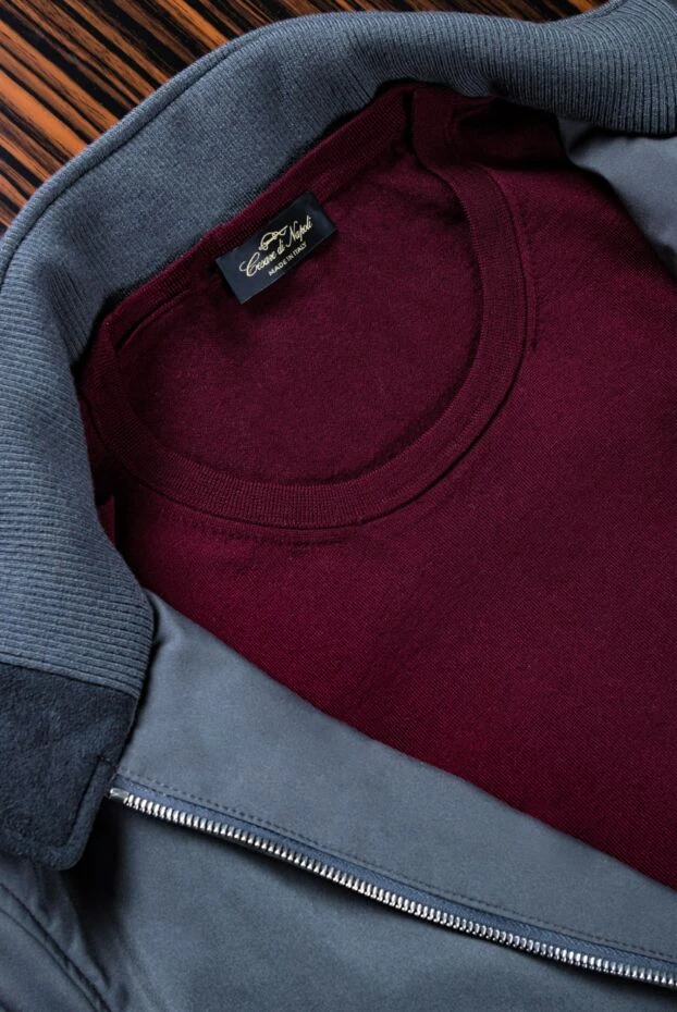 Lightweight dark burgundy wool jumper for men - photo 2