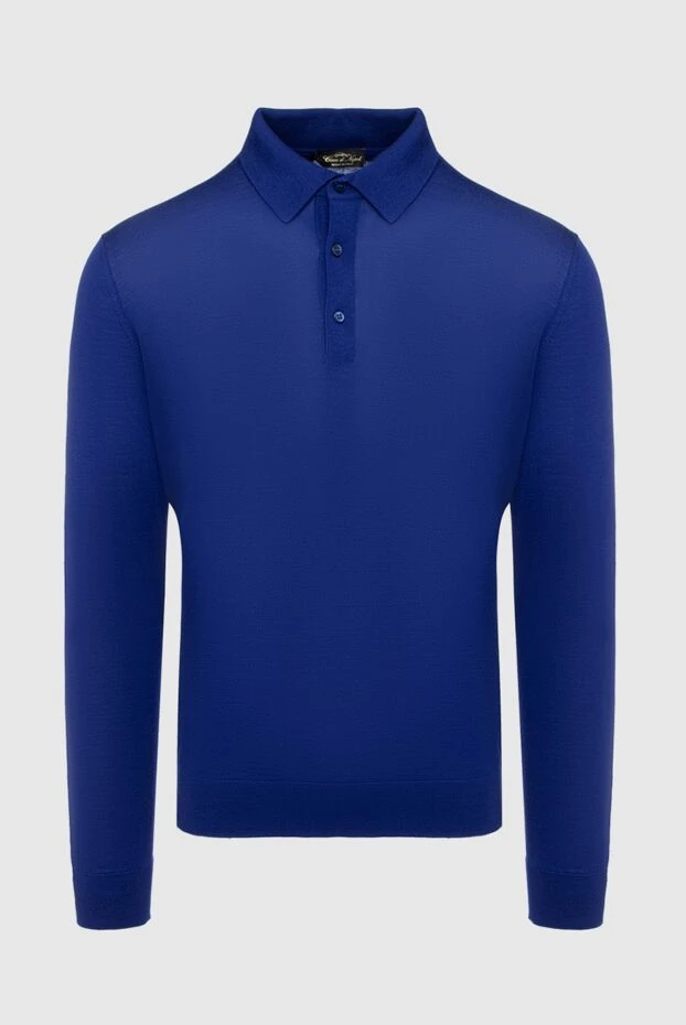 Cesare di Napoli man wool long sleeve polo blue for men купить с ценами и фото 147179 - photo 1