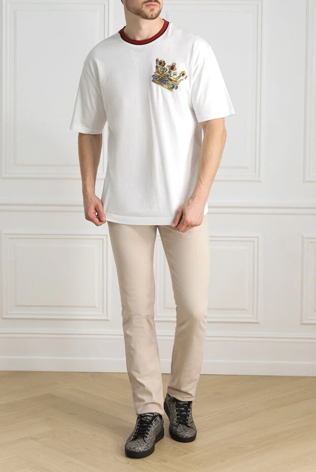 Dolce & Gabbana man white cotton t-shirt for men купить с ценами и фото 147218 - photo 2