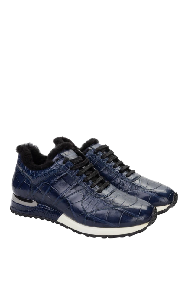 Cesare di Napoli man blue alligator sneakers for men 155401 - photo 3