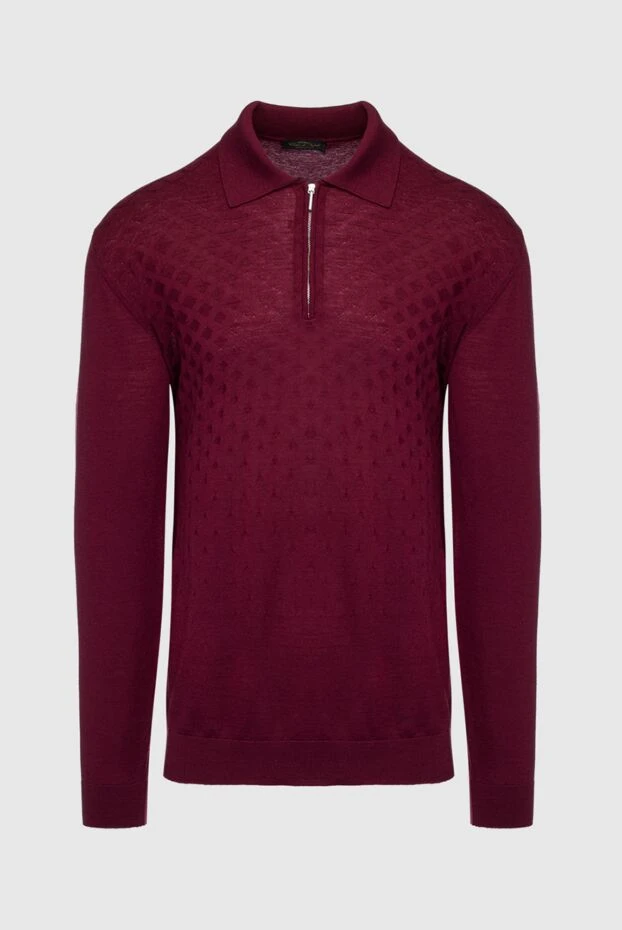 Cesare di Napoli man wool long sleeve polo burgundy for men купить с ценами и фото 147321 - photo 1