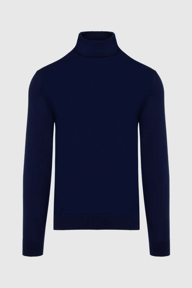 Cesare di Napoli man men's blue wool jumper with stand-up collar купить с ценами и фото 147326 - photo 1