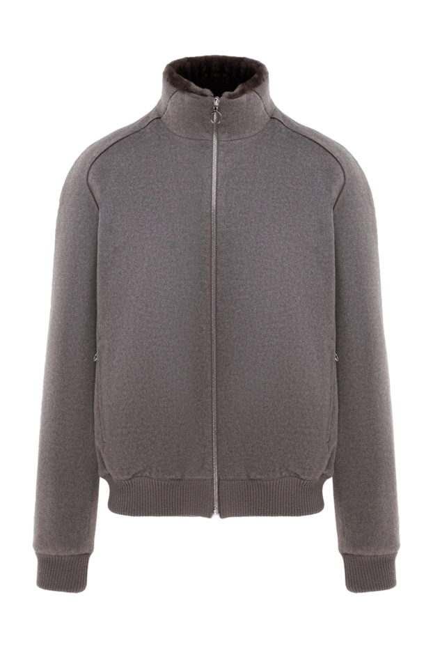 Men's beige cashmere jacket insulated with fur - photo 1