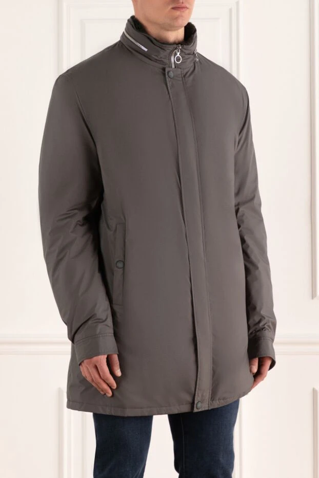 Seraphin jacket with fur and nylon green for men 147359 - photo 3