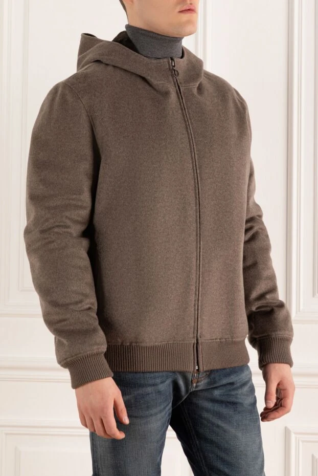 Seraphin men's beige cashmere bomber jacket with a hood 147361 - photo 3
