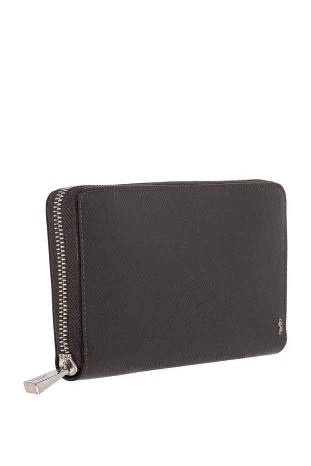 Serapian brown textured leather clutch with zipper and simple design 147383 - photo 3